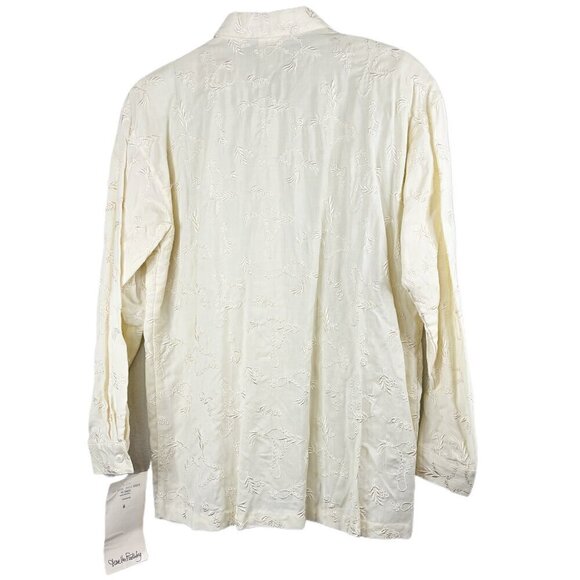 Vintage Diane Von Furstenberg Cream Floral Embroidered Long Sleeve Button Up NWT - Picture 12 of 12
